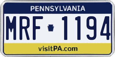 PA license plate MRF1194