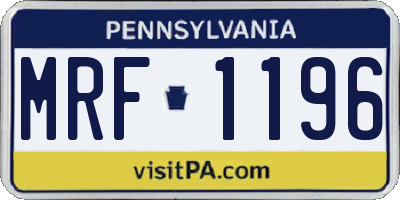PA license plate MRF1196