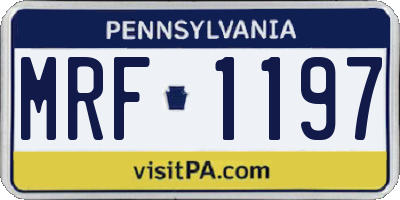 PA license plate MRF1197