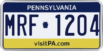 PA license plate MRF1204