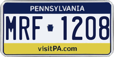 PA license plate MRF1208