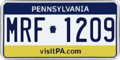 PA license plate MRF1209