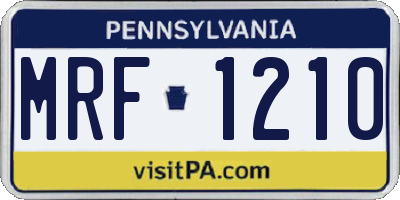 PA license plate MRF1210