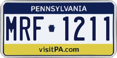 PA license plate MRF1211