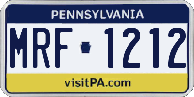 PA license plate MRF1212