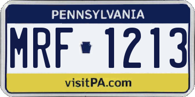 PA license plate MRF1213