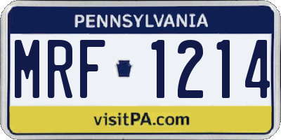 PA license plate MRF1214