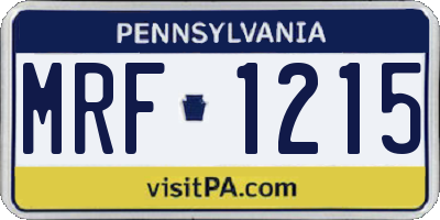 PA license plate MRF1215