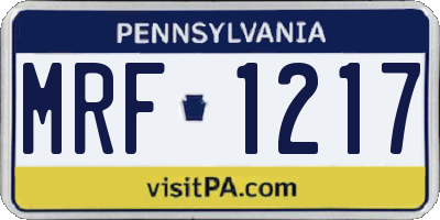 PA license plate MRF1217
