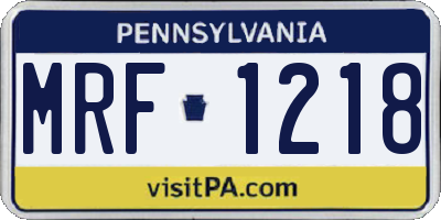 PA license plate MRF1218