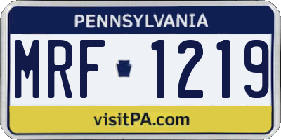 PA license plate MRF1219