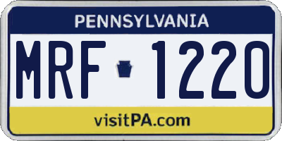 PA license plate MRF1220