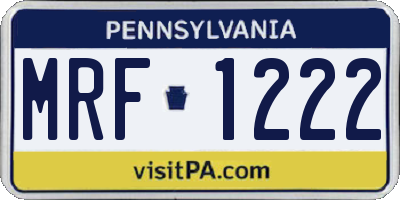 PA license plate MRF1222
