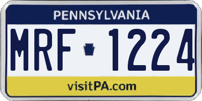 PA license plate MRF1224