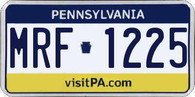 PA license plate MRF1225