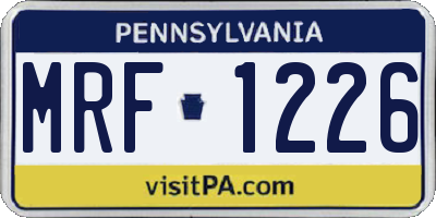 PA license plate MRF1226