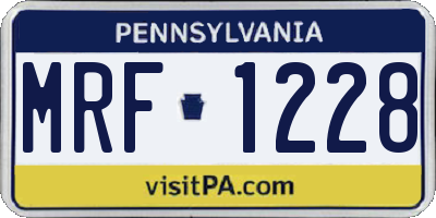 PA license plate MRF1228