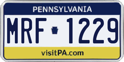 PA license plate MRF1229