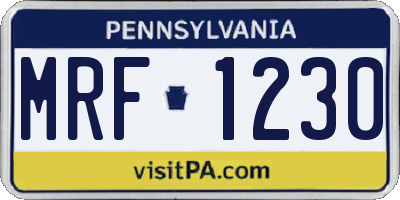 PA license plate MRF1230