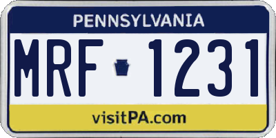 PA license plate MRF1231