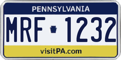 PA license plate MRF1232