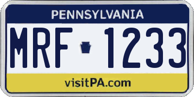 PA license plate MRF1233