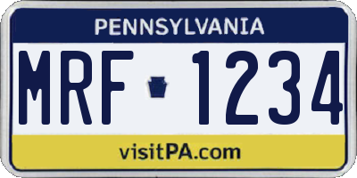 PA license plate MRF1234