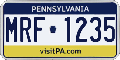 PA license plate MRF1235