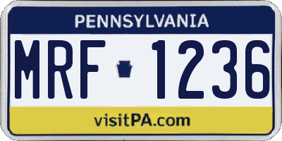 PA license plate MRF1236