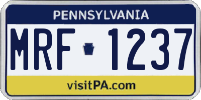 PA license plate MRF1237