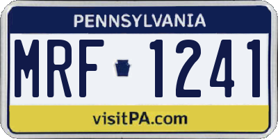 PA license plate MRF1241