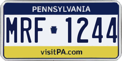 PA license plate MRF1244