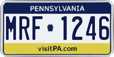 PA license plate MRF1246