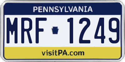 PA license plate MRF1249