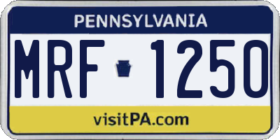 PA license plate MRF1250