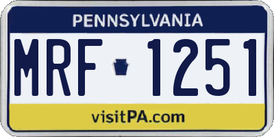 PA license plate MRF1251