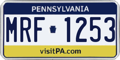 PA license plate MRF1253