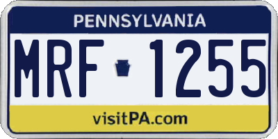 PA license plate MRF1255