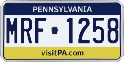 PA license plate MRF1258