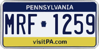 PA license plate MRF1259