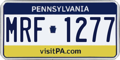 PA license plate MRF1277