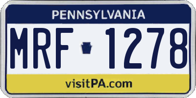 PA license plate MRF1278