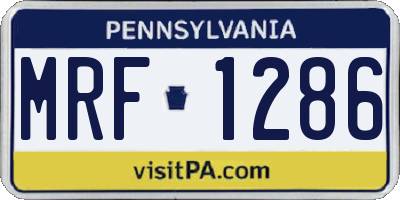 PA license plate MRF1286