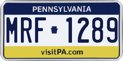 PA license plate MRF1289