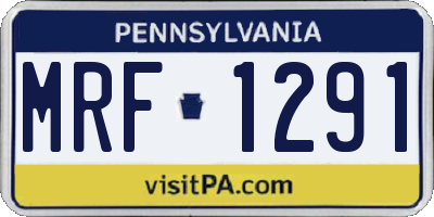 PA license plate MRF1291