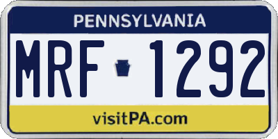 PA license plate MRF1292