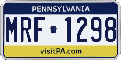 PA license plate MRF1298