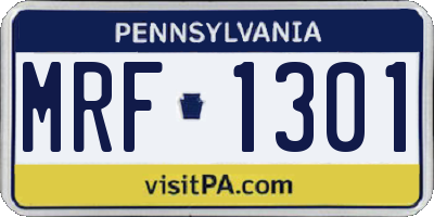 PA license plate MRF1301