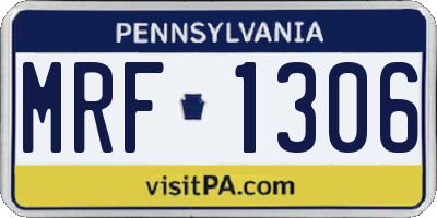 PA license plate MRF1306