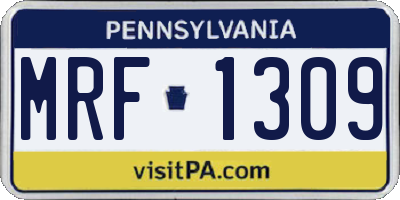 PA license plate MRF1309
